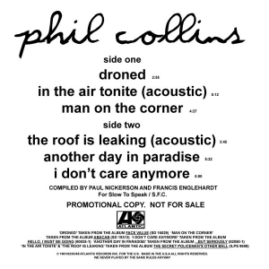 PHIL COLLINS "DRONED / ROOF IS LEAKING" (SLOW TO SPEAK)