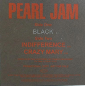 PEARL JAM "BLACK/INDIFFERENCE/CRAZY MARY"